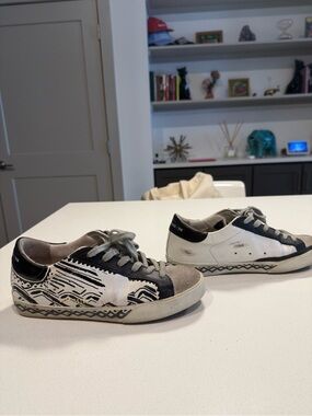 Golden Goose Women’s Black White and Grey Superstar sneaker. Gently used.